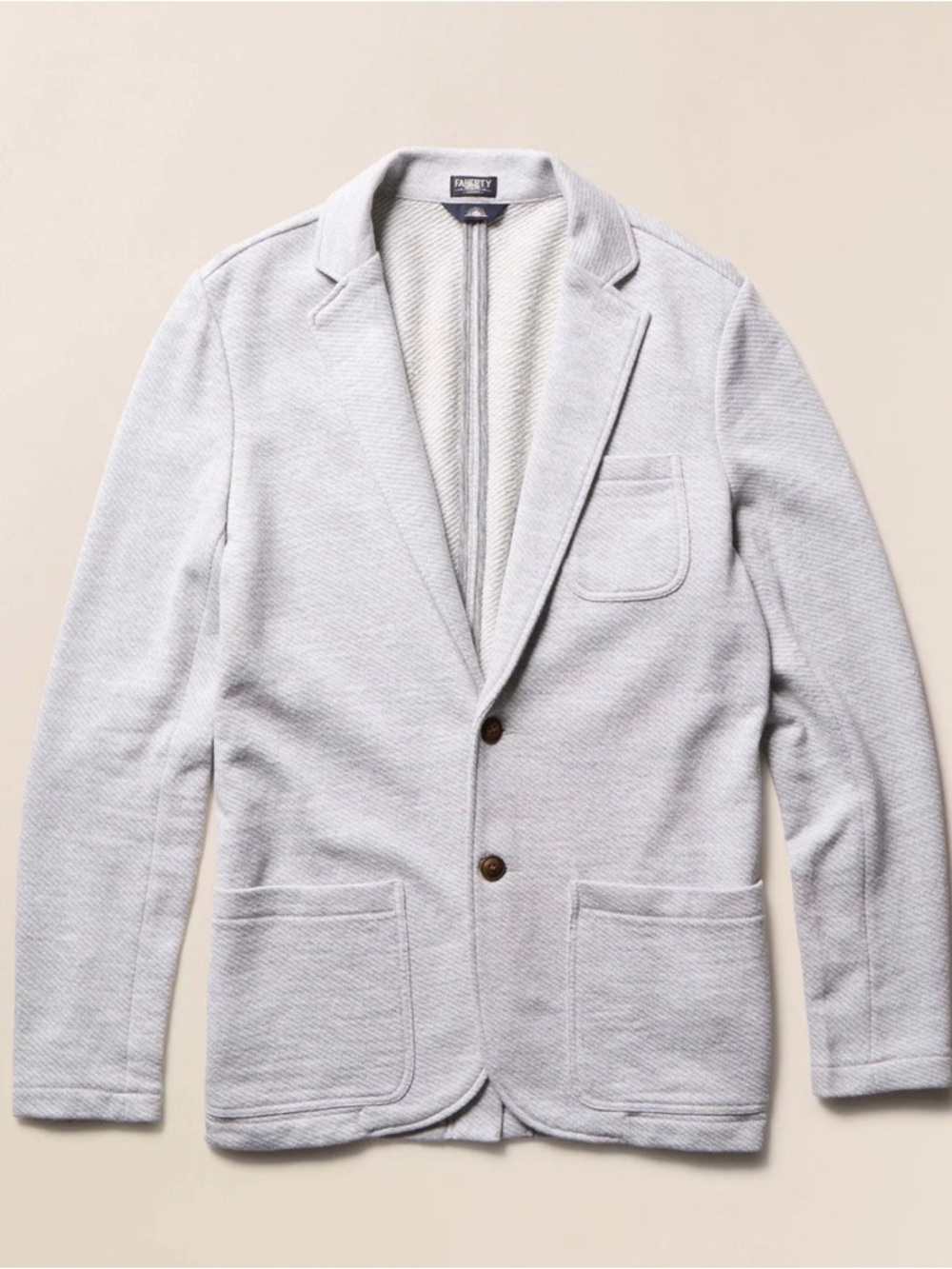 Faherty Light Gray Knit Blazer - Casual Two-Button Jacket